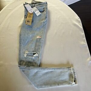 New Levis 535 Super Skinny Jeans Womens Size 26x30 Blue Denim Faded Distressed